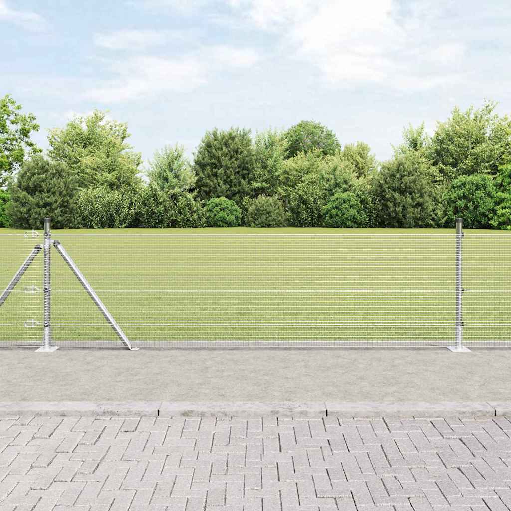 vidaXL Welded Wire Fence with Concrete Base 100 x 0.4 m Silver Mesh 1