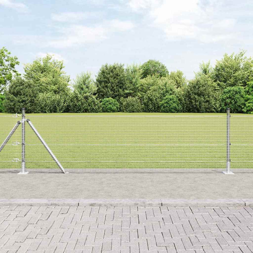 vidaXL Welded Wire Fence with Concrete Base 100 x 0.4 m Silver Mesh 1