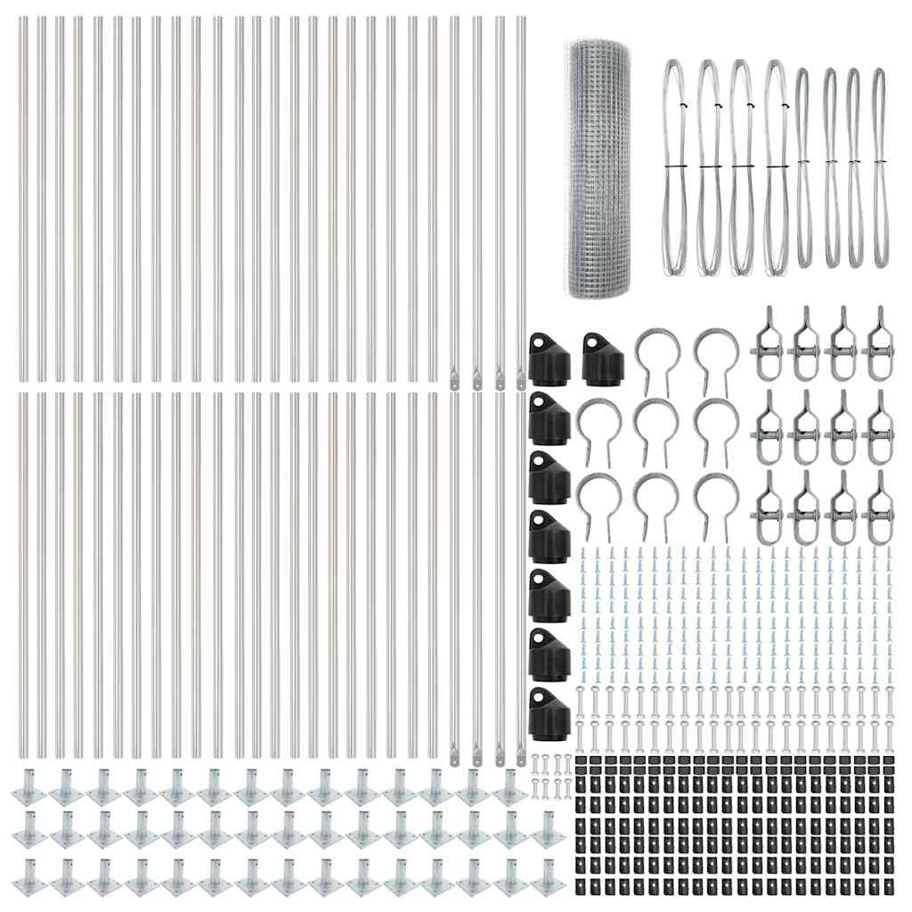 vidaXL Welded Wire Fence with Concrete Base 100 x 0.4 m Silver Mesh 6