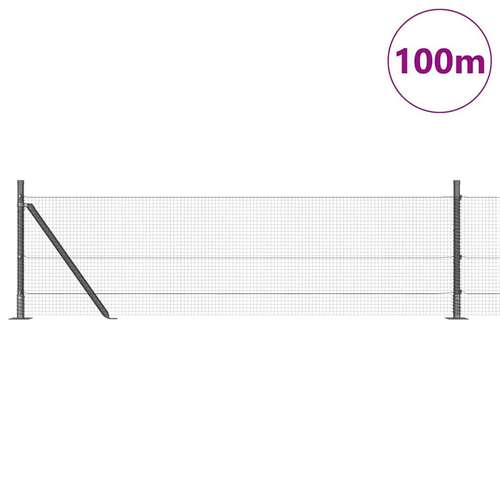vidaXL Welded Wire Fence with Concrete Base 100 x 0.4 m Silver Mesh 3