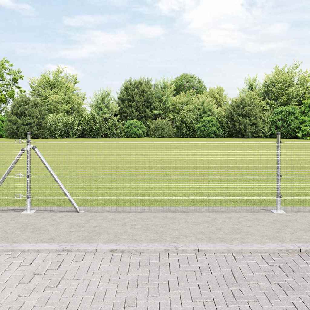 vidaXL Welded Wire Fence with Concrete Base 100 x 0.4 m Silver Mesh 1