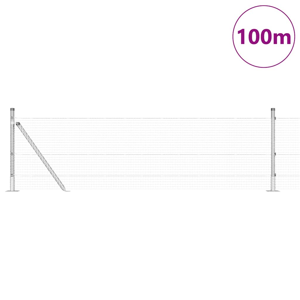 vidaXL Welded Wire Fence with Concrete Base 100 x 0.4 m Silver Mesh 3