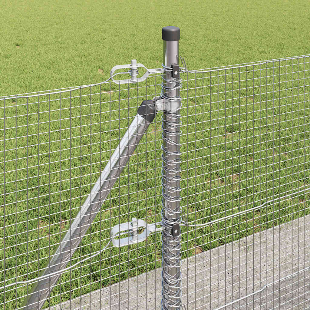 vidaXL Welded Wire Fence with Concrete Base 100 x 0.5 m Silver Mesh 5