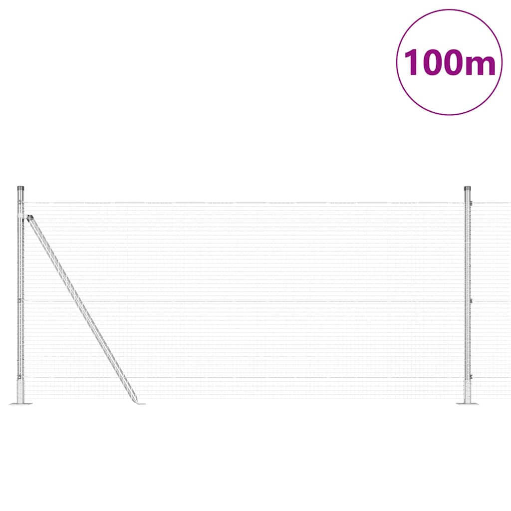 vidaXL Welded Wire Fence with Concrete Base 100 x 0.8 m Silver Mesh 3