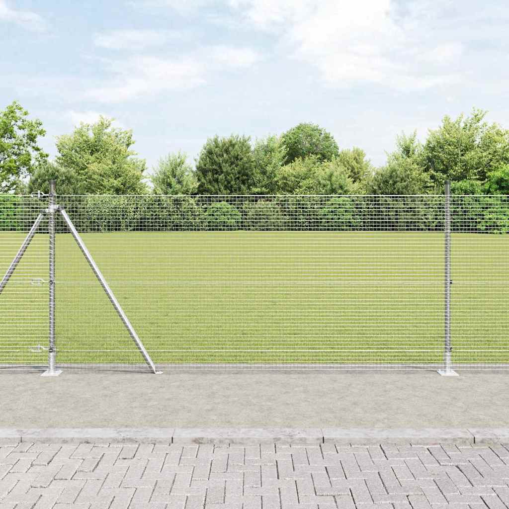vidaXL Welded Wire Fence with Concrete Base 100 x 0.8 m Silver Mesh 1