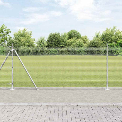 vidaXL Welded Wire Fence with Concrete Base 100 x 0.8 m Silver Mesh 1