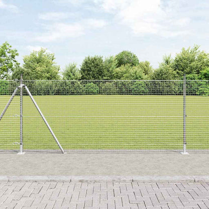 vidaXL Welded Wire Fence with Concrete Base 100 x 0.8 m Silver Mesh 1