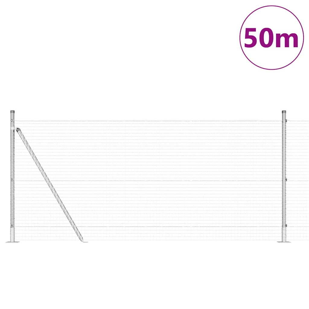 vidaXL Welded Wire Fence with Concrete Base 100 x 0.8 m Silver Mesh 3