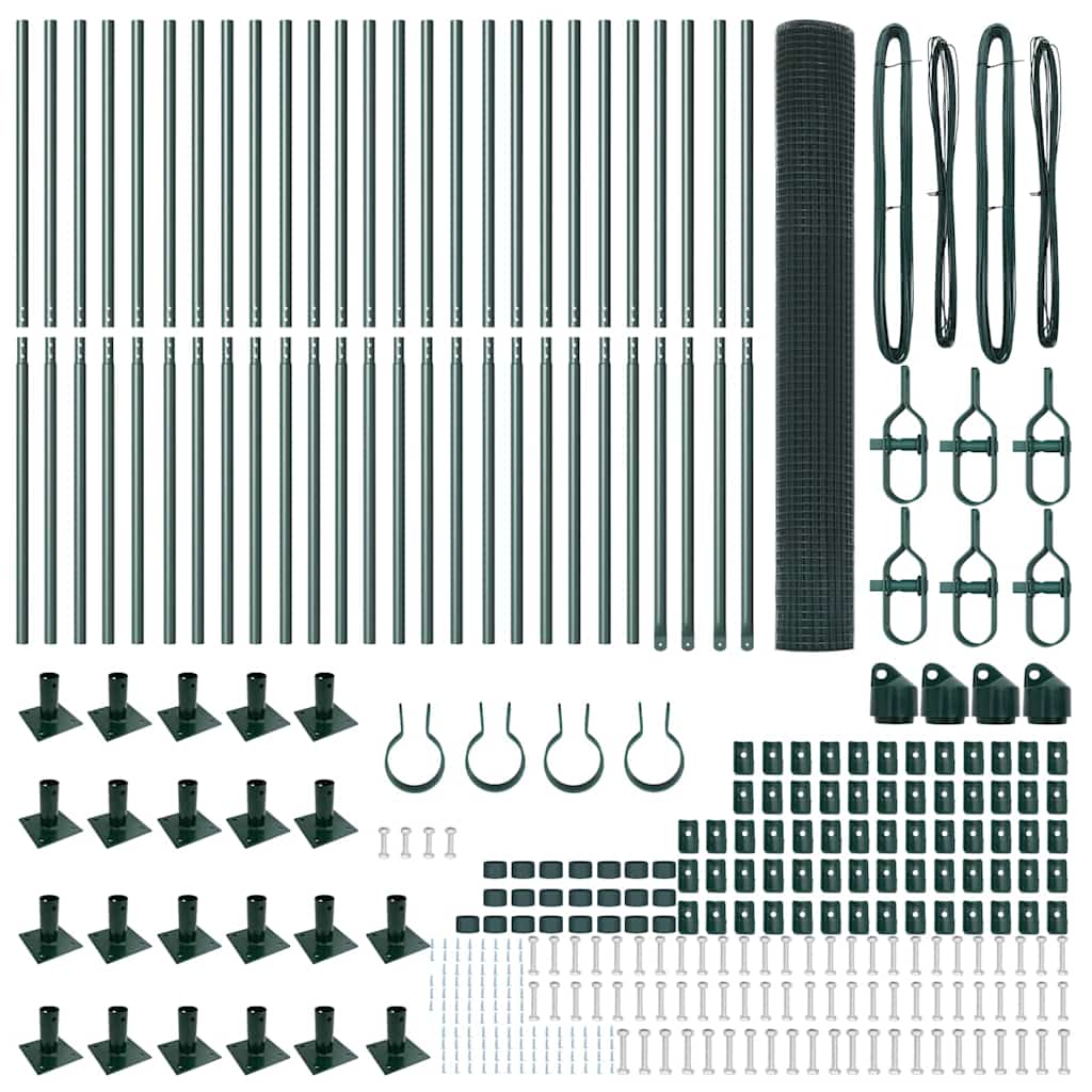 vidaXL Welded Wire Fence with Concrete Base 50 x 1.2 m Green Mesh 6