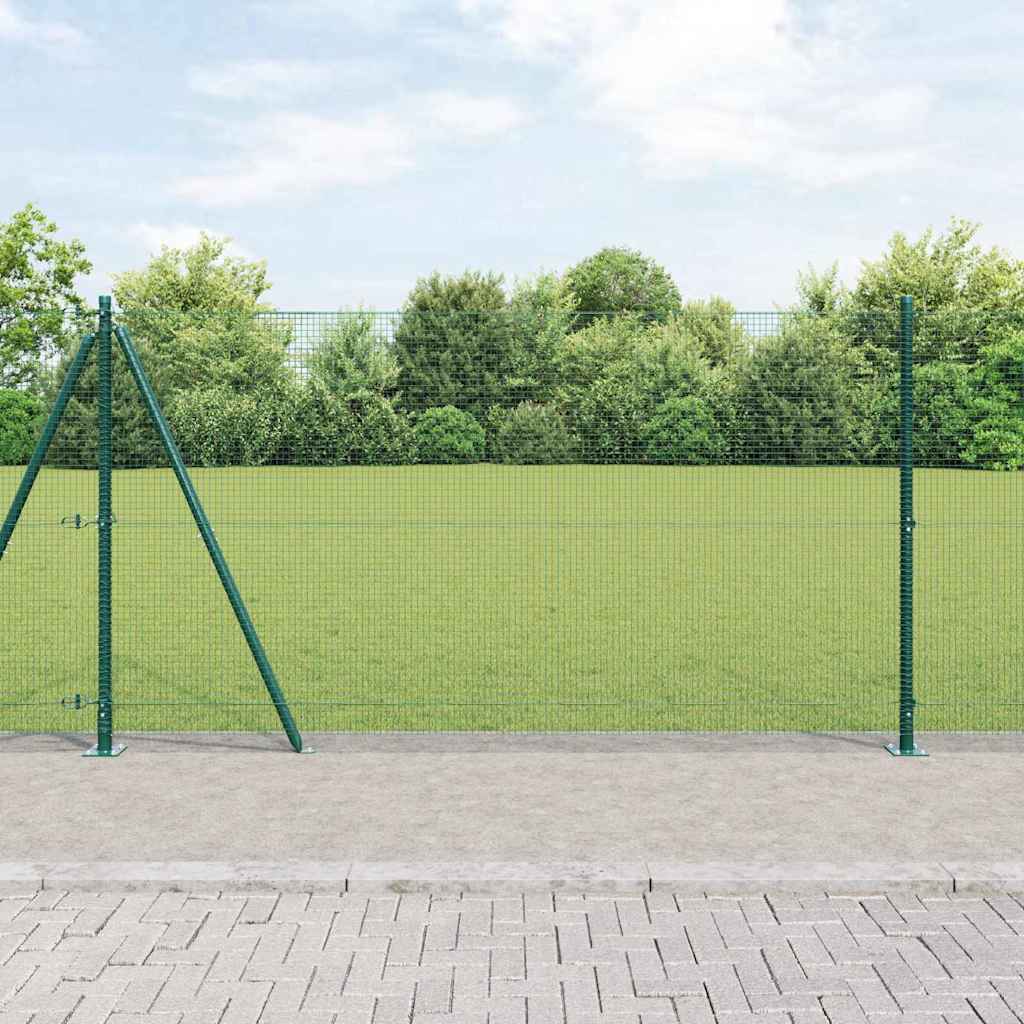vidaXL Welded Wire Fence with Concrete Base 50 x 1.2 m Green Mesh 1