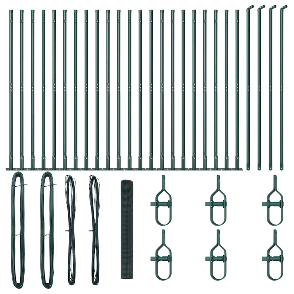 vidaXL Welded Wire Fence with Concrete Base 50 x 1.2 m Green Mesh 2