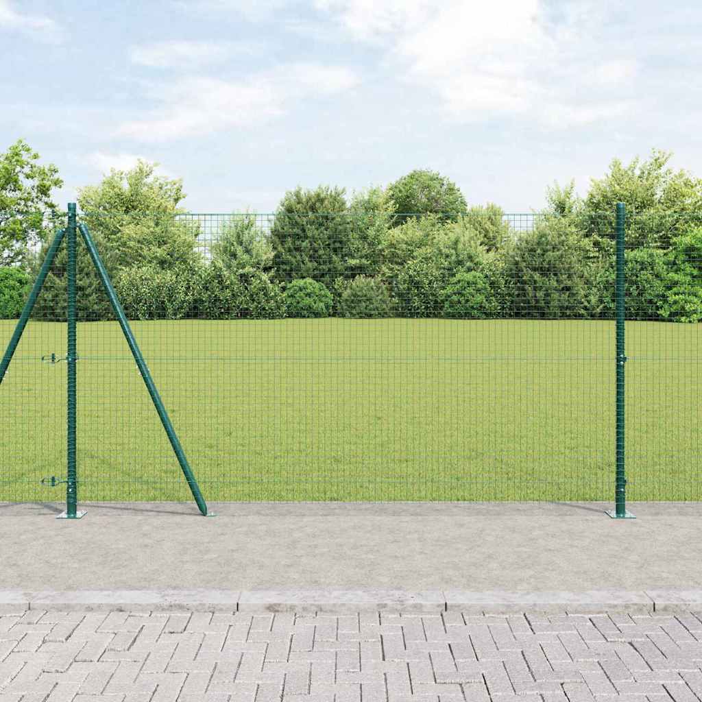 vidaXL Welded Wire Fence with Concrete Base 50 x 1.2 m Green Mesh 1