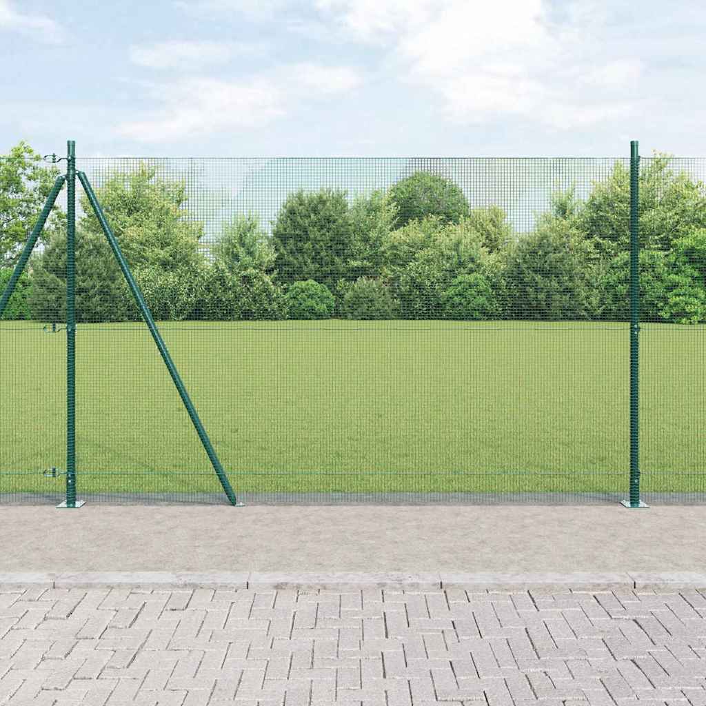 vidaXL Welded Wire Fence with Concrete Base 50 x 1.4 m Green Mesh 1