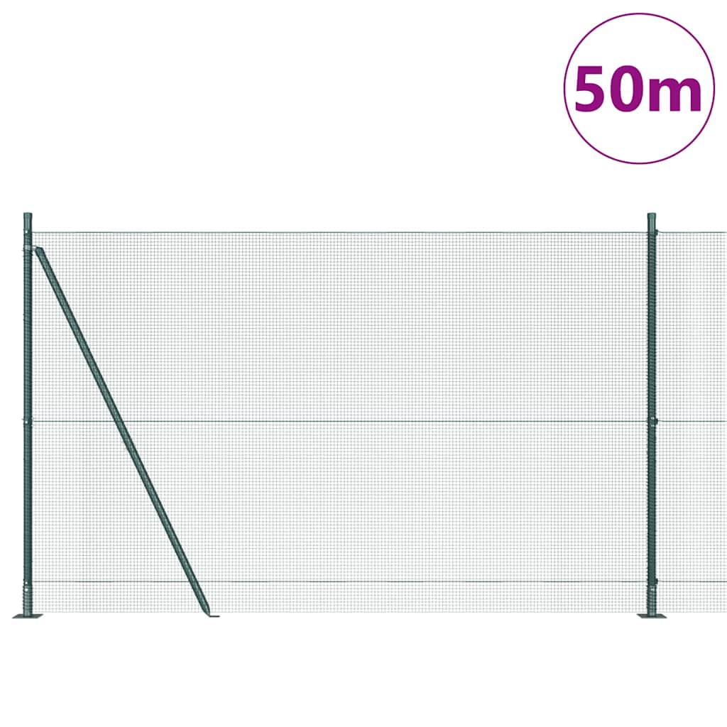vidaXL Welded Wire Fence with Concrete Base 50 x 1.4 m Green Mesh 3
