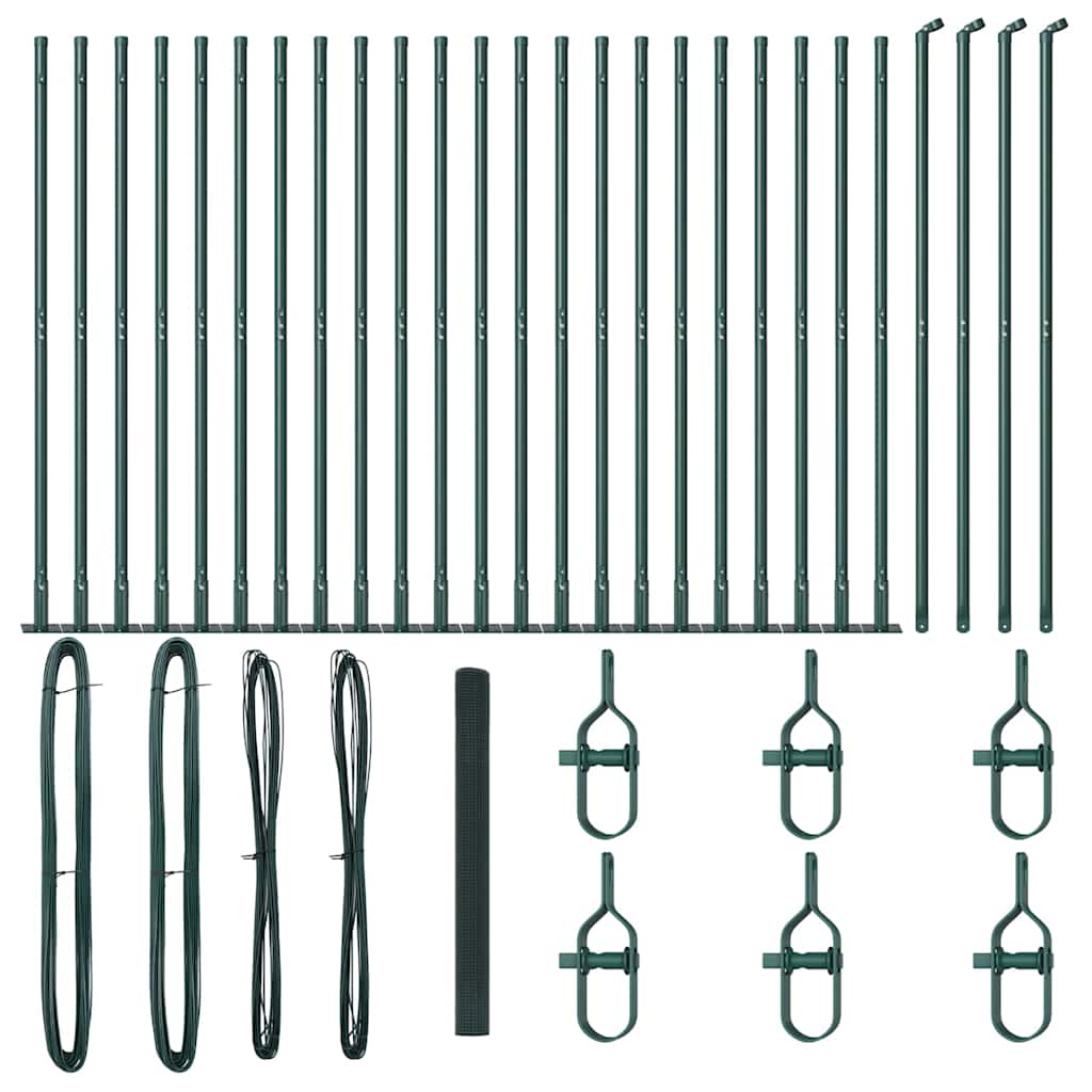 vidaXL Welded Wire Fence with Concrete Base 50 x 1.4 m Green Mesh 2