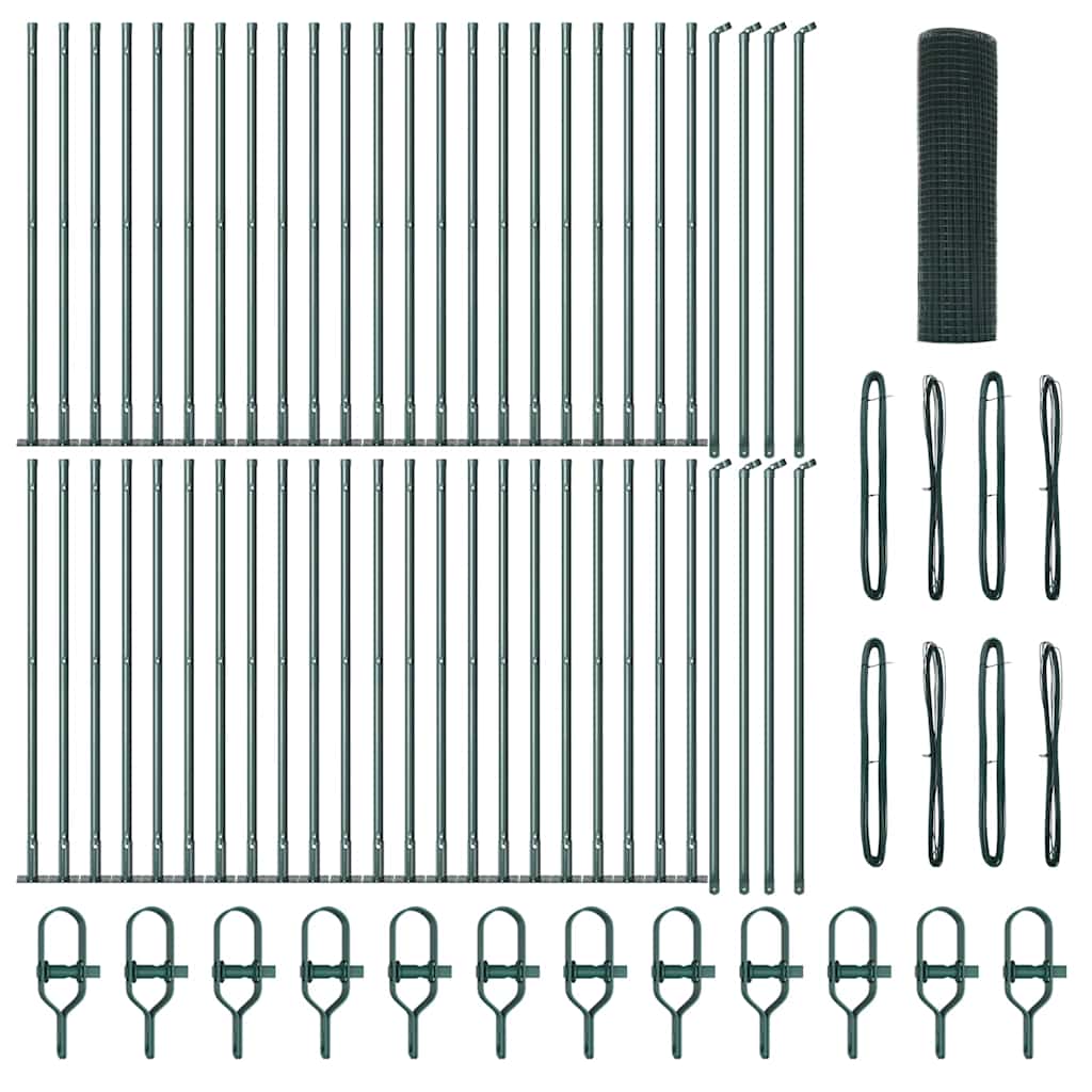 vidaXL Welded Wire Fence with Concrete Base 100 x 0.4 m Green Mesh 2