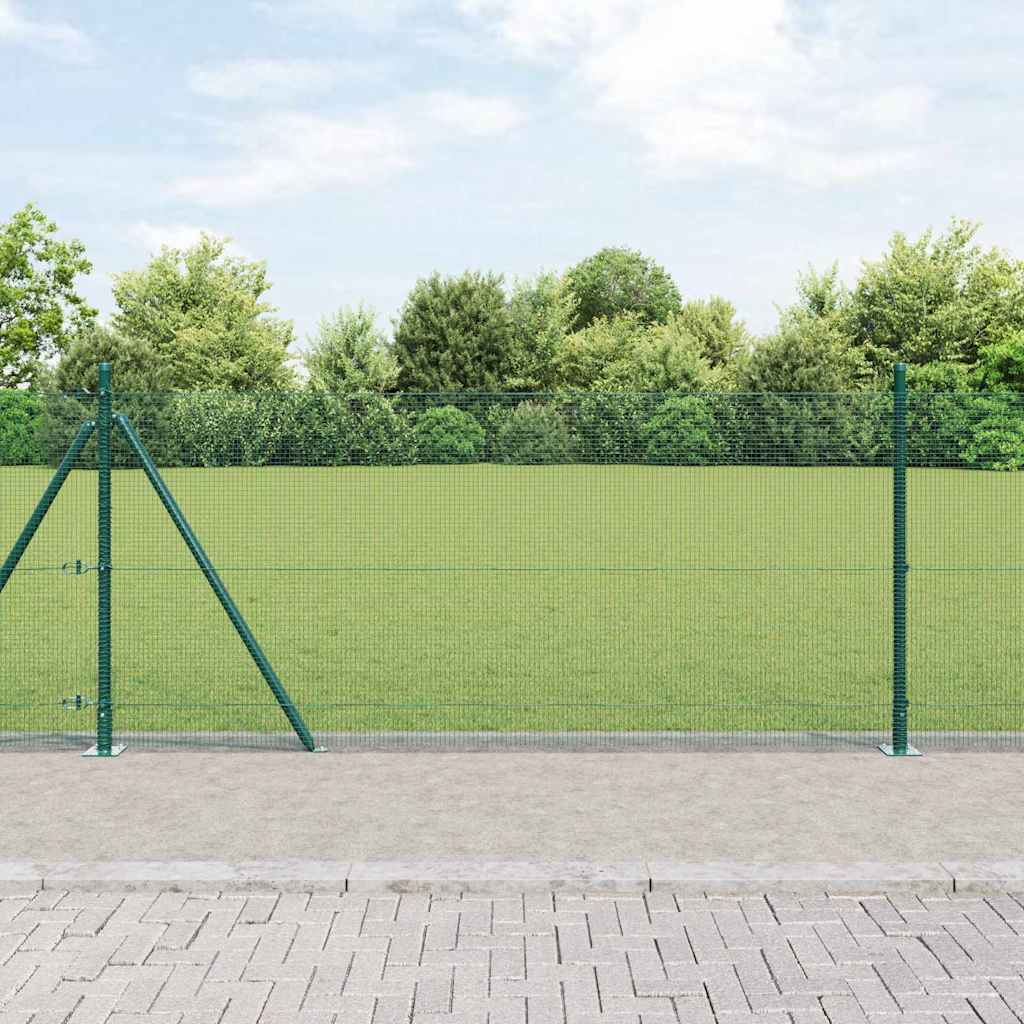 vidaXL Welded Wire Fence with Concrete Base 100 x 0.8 m Green Mesh 1