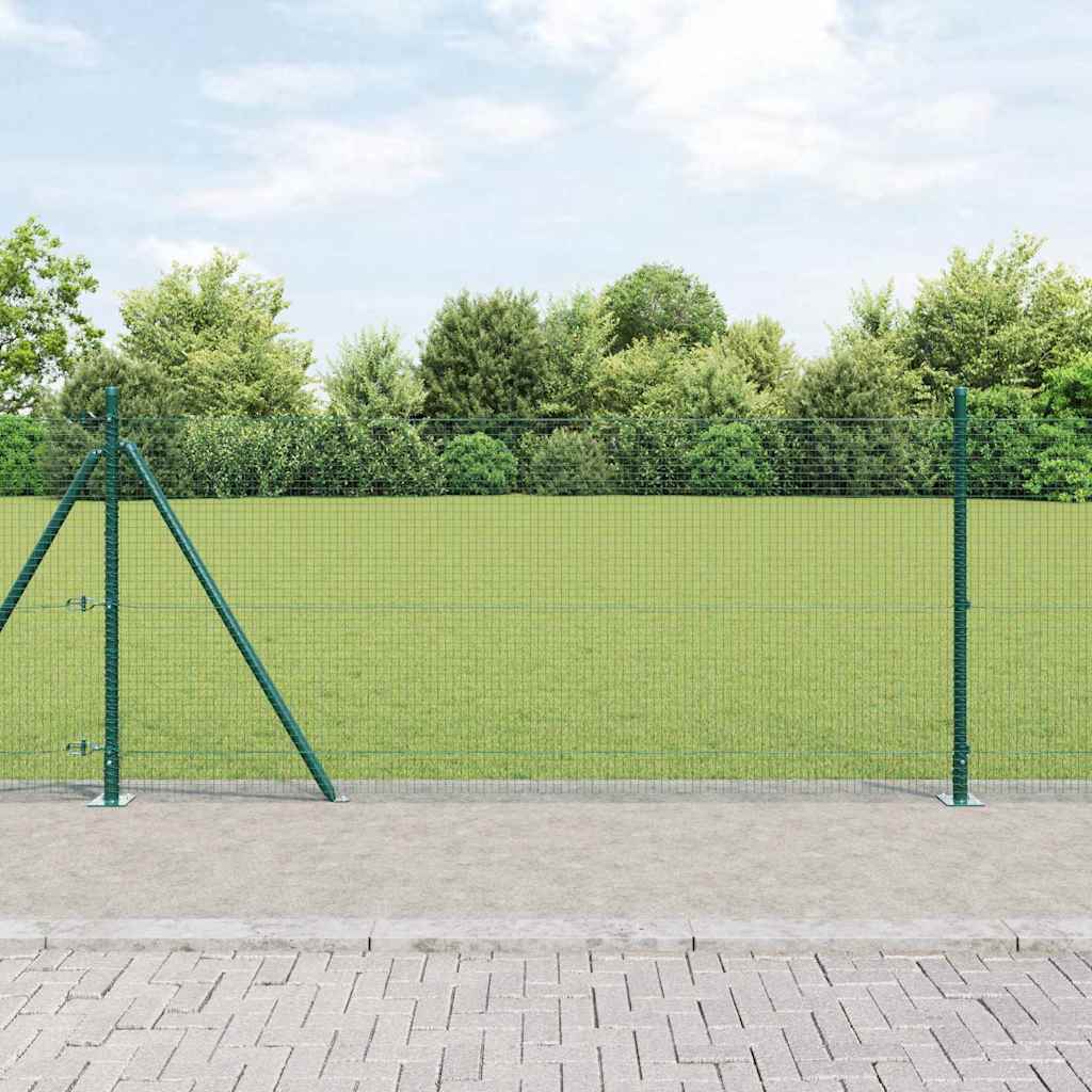 vidaXL Welded Wire Fence with Concrete Base 100 x 0.8 m Green Mesh 1