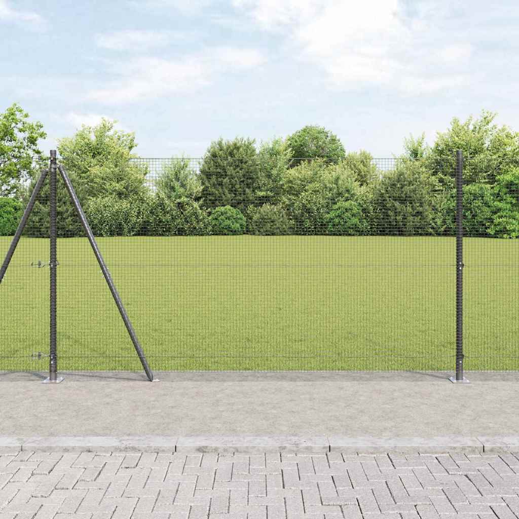 vidaXL Welded Wire Fence with Concrete Base 50 x 1.2 m Grey Mesh 1