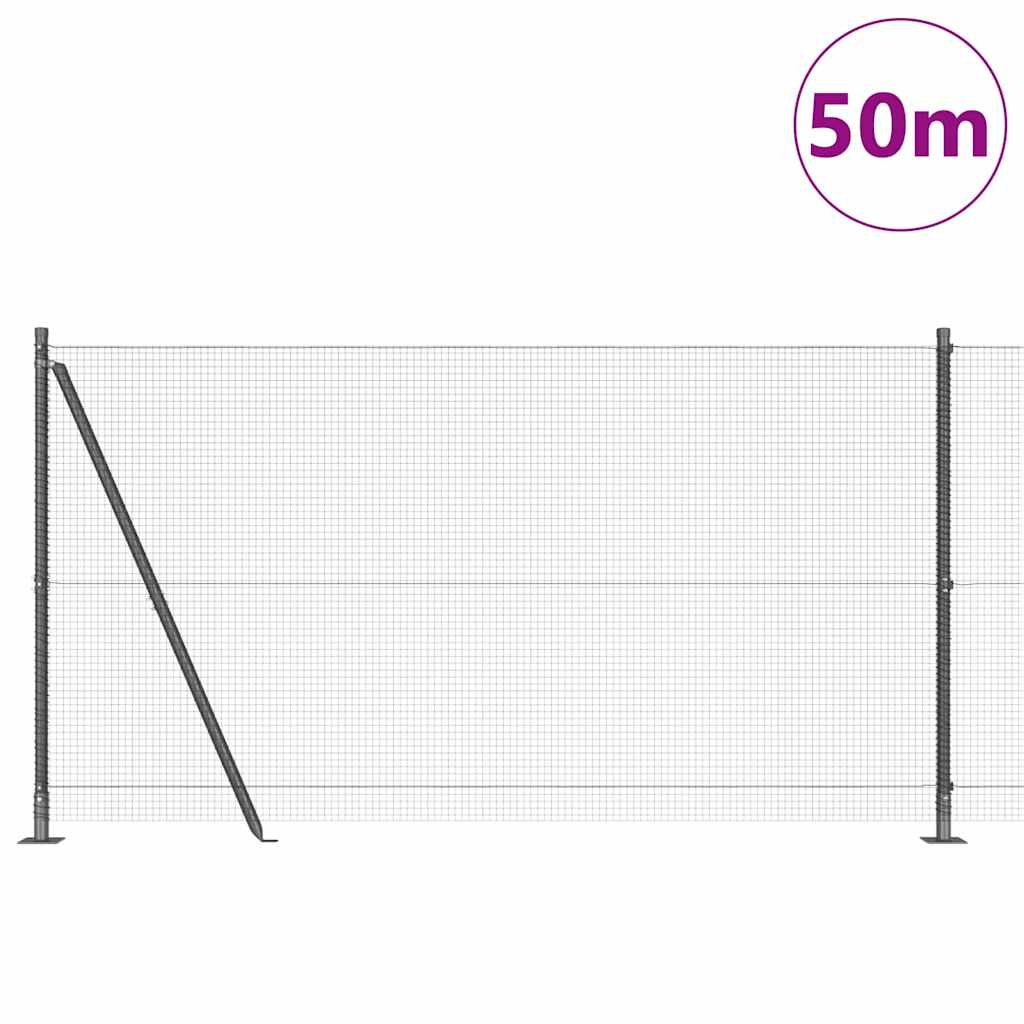 vidaXL Welded Wire Fence with Concrete Base 50 x 1.2 m Grey Mesh 3