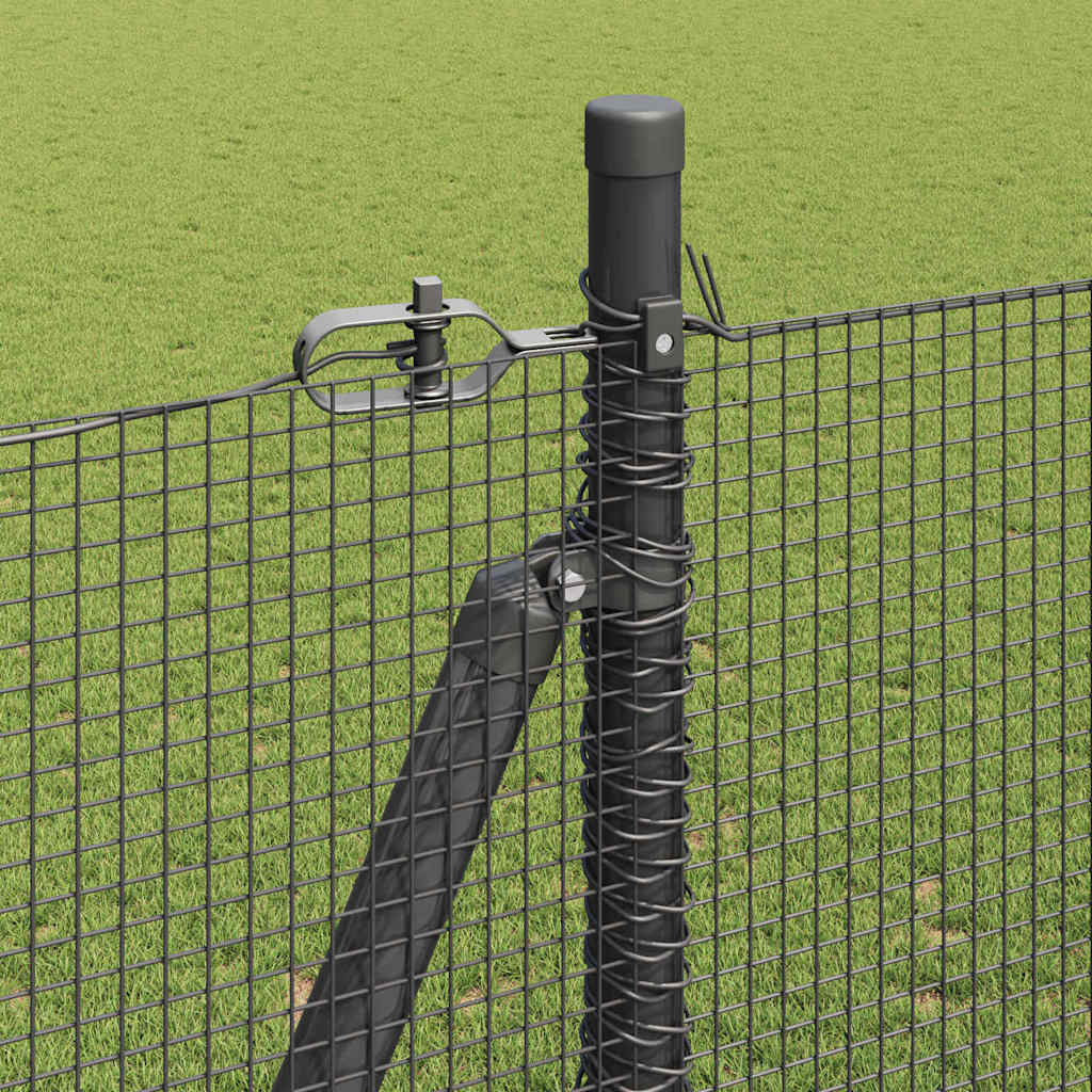 vidaXL Welded Wire Fence with Concrete Base 50 x 1.4 m Grey Mesh 5