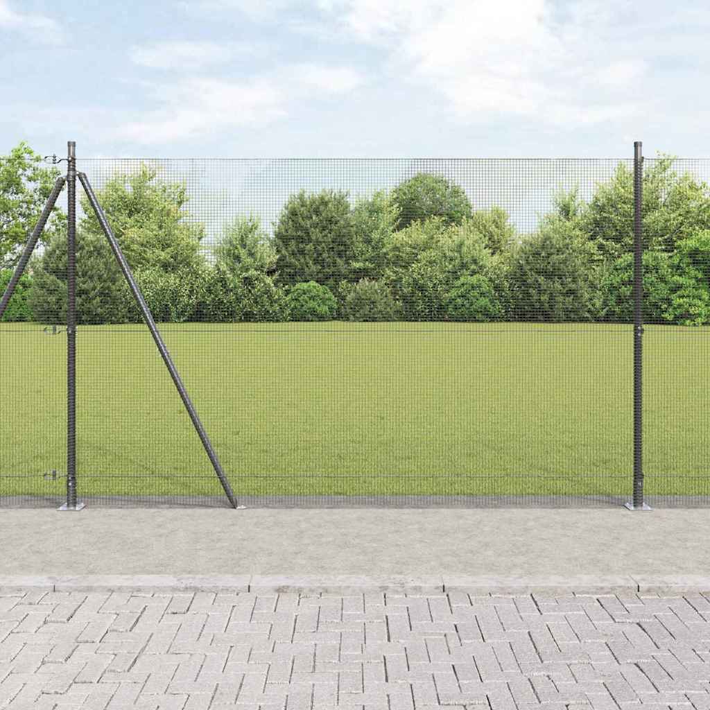 vidaXL Welded Wire Fence with Concrete Base 50 x 1.4 m Grey Mesh 1