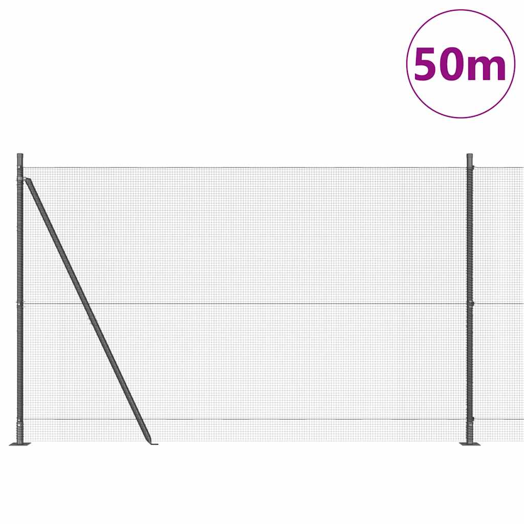vidaXL Welded Wire Fence with Concrete Base 50 x 1.4 m Grey Mesh 3