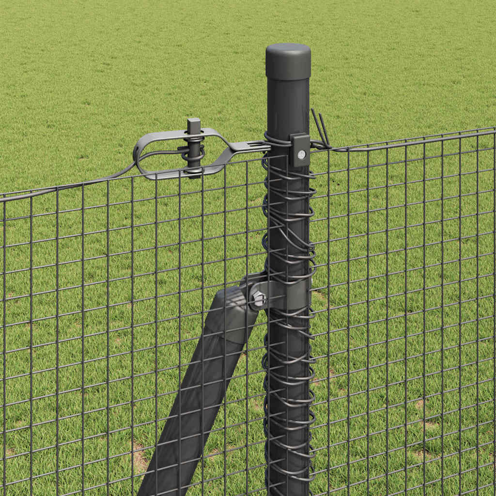 vidaXL Welded Wire Fence with Concrete Base 50 x 1.4 m Grey Mesh 5