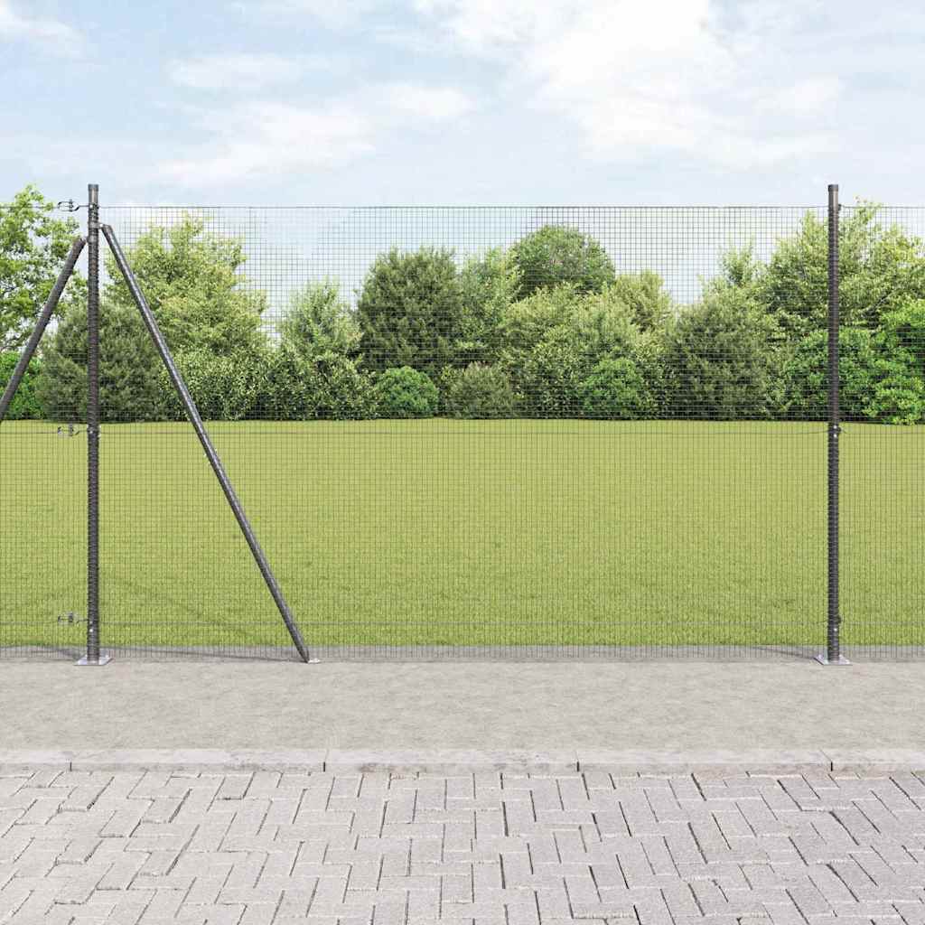 vidaXL Welded Wire Fence with Concrete Base 50 x 1.4 m Grey Mesh 1