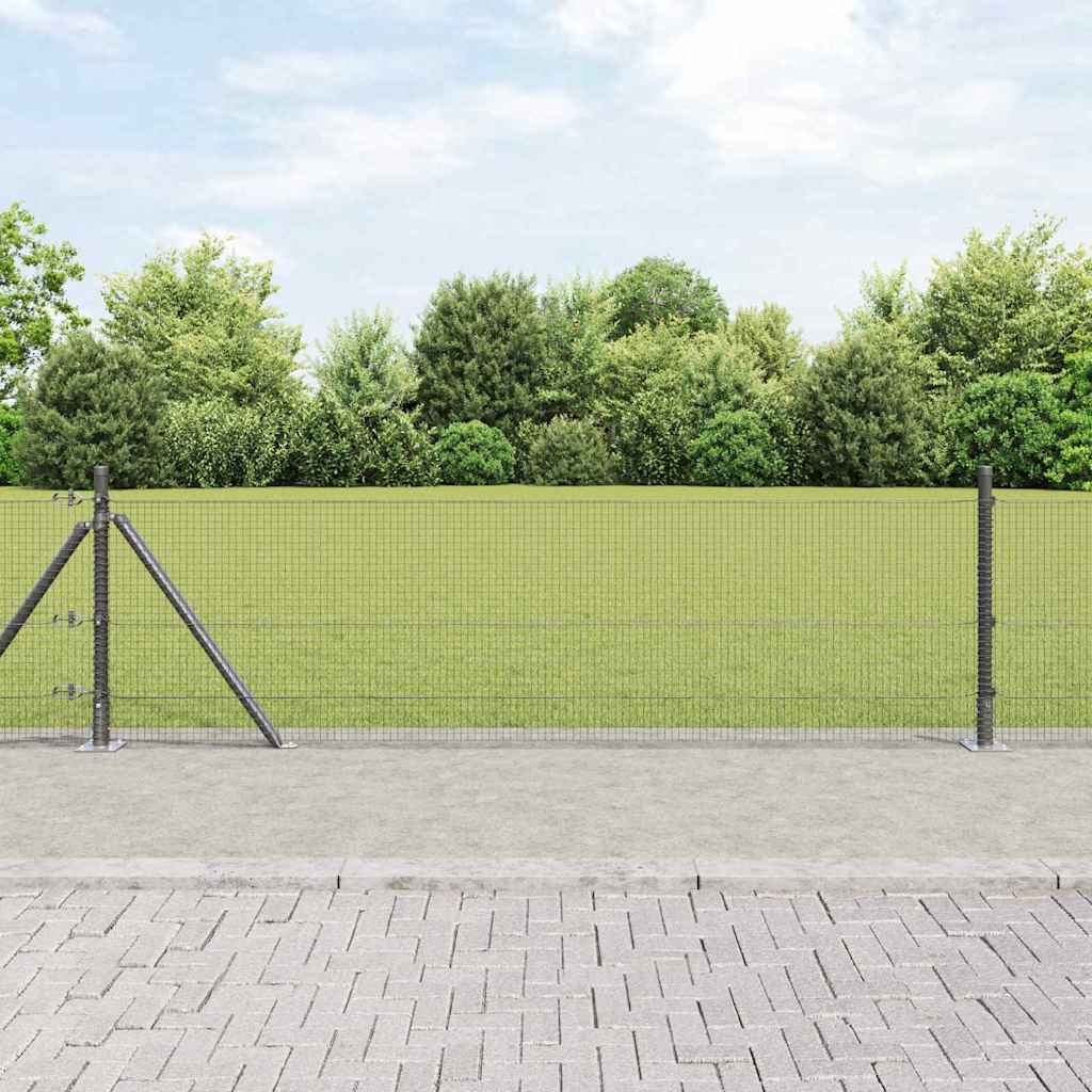 vidaXL Welded Wire Fence with Concrete Base 100 x 0.4 m Grey Mesh 1
