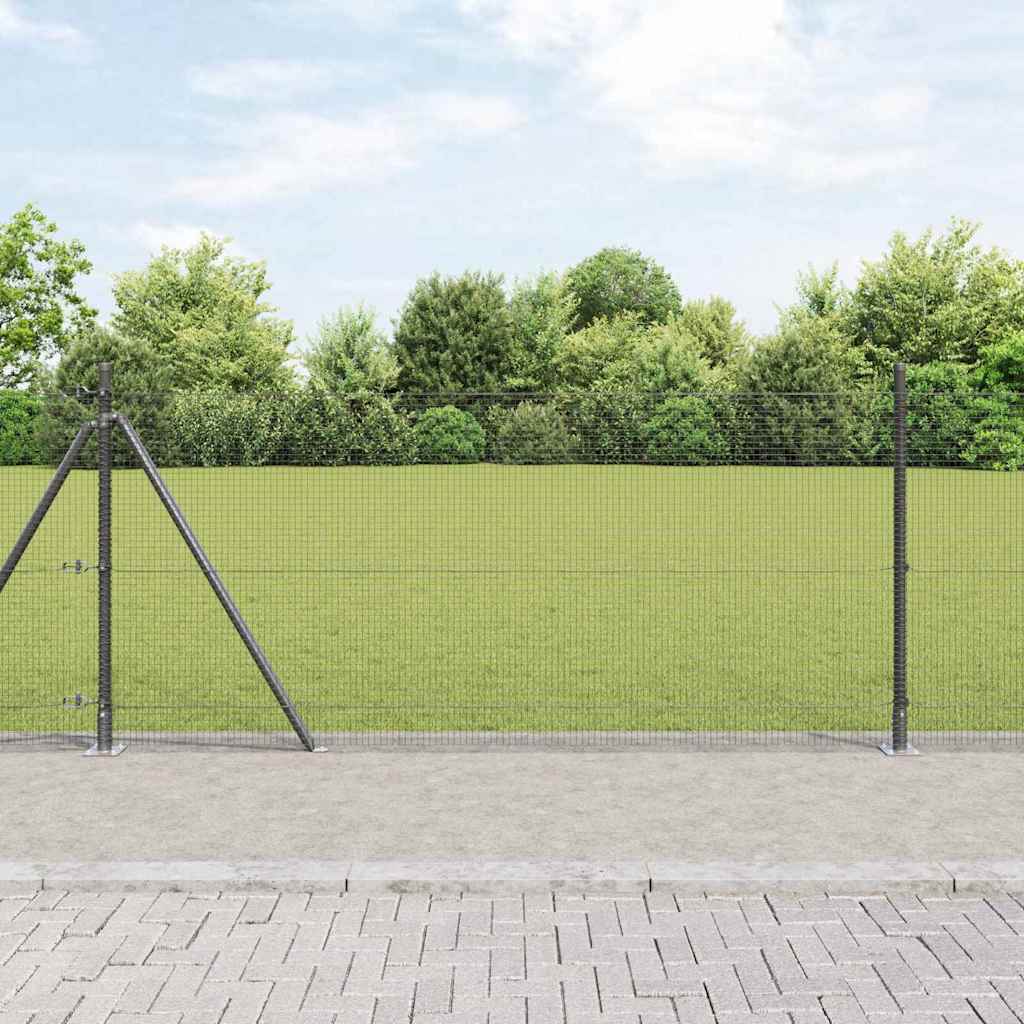 vidaXL Welded Wire Fence with Concrete Base 100 x 0.8 m Grey Mesh 1