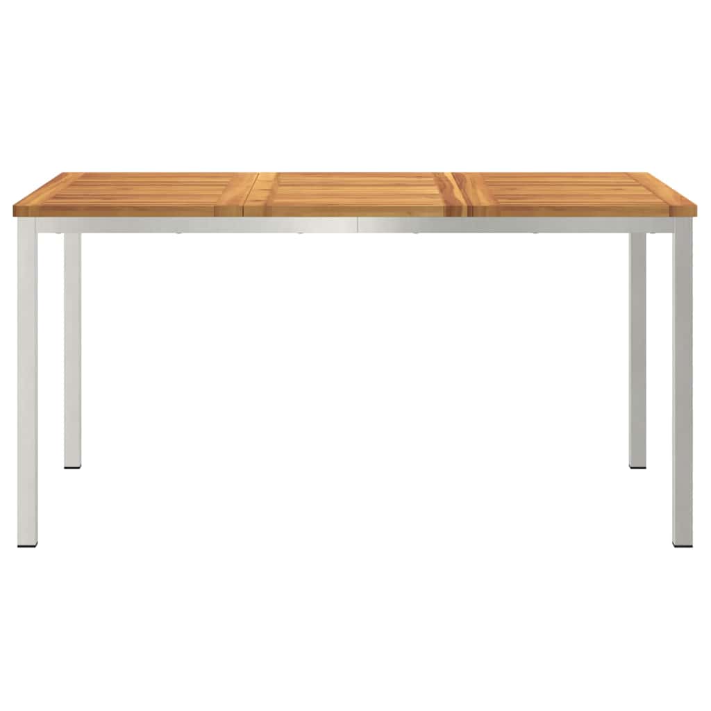 vidaXL Dining Table 150x90x75 cm Solid Acacia Wood and Stainless Steel 5