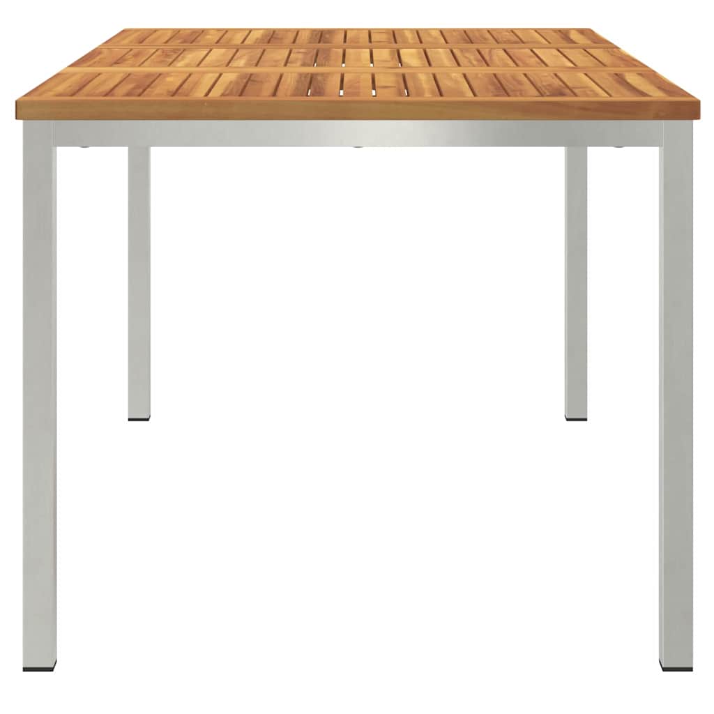vidaXL Dining Table 150x90x75 cm Solid Acacia Wood and Stainless Steel 6