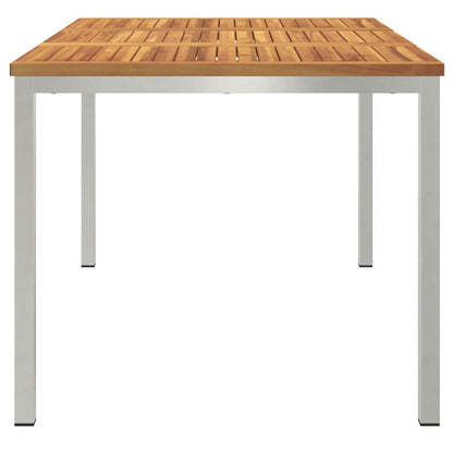 vidaXL Dining Table 150x90x75 cm Solid Acacia Wood and Stainless Steel 6