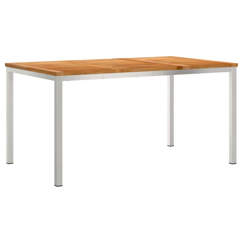 Dining Table 150x90x75 cm Solid and Stainless Steel 150 cm Teak wood