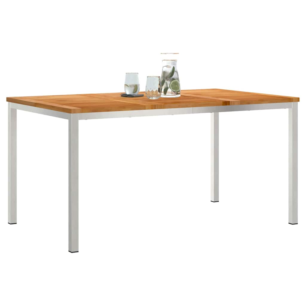 Dining Table 150x90x75 cm Solid and Stainless Steel 150 cm Teak wood