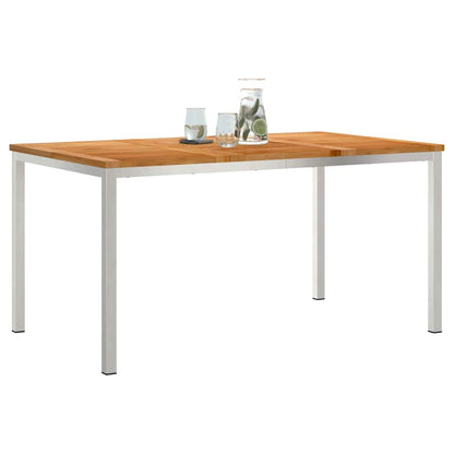 Dining Table 150x90x75 cm Solid and Stainless Steel 150 cm Teak wood