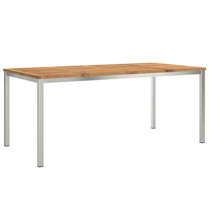 vidaXL Dining Table 180x90x75 cm Solid Acacia Wood and Stainless Steel 2