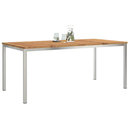 Dining Table 150x90x75 cm Solid and Stainless Steel 180 cm Acacia wood