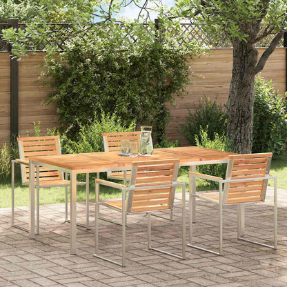 vidaXL Dining Table 180x90x75 cm Solid Teak Wood and Stainless Steel 1