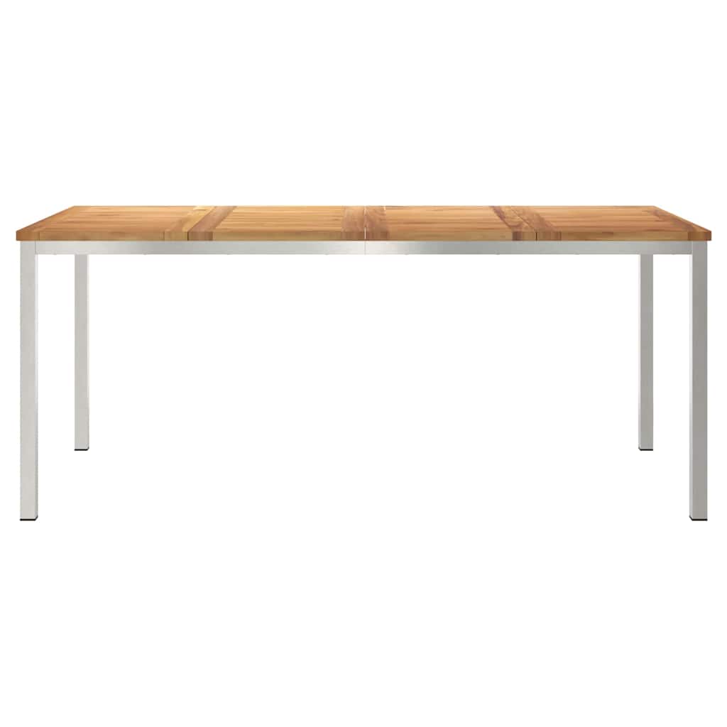 vidaXL Dining Table 180x90x75 cm Solid Teak Wood and Stainless Steel 5