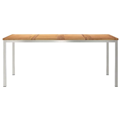 vidaXL Dining Table 180x90x75 cm Solid Teak Wood and Stainless Steel 5