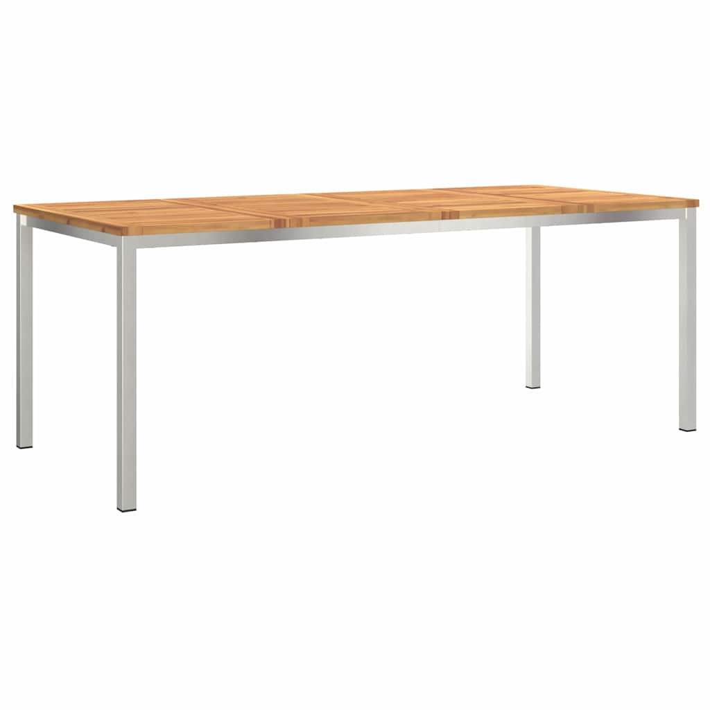 Dining Table 150x90x75 cm Solid and Stainless Steel 200 cm Acacia wood