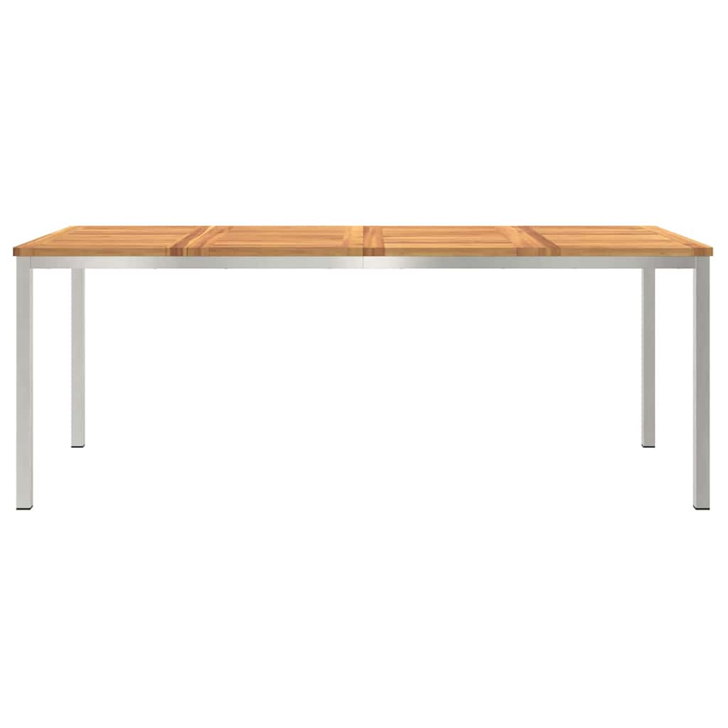 vidaXL Dining Table 200x90x75 cm Solid Acacia Wood and Stainless Steel 5