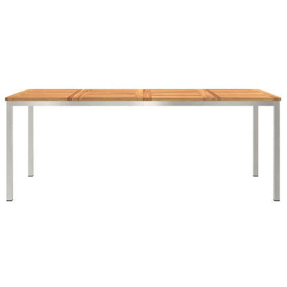 vidaXL Dining Table 200x90x75 cm Solid Acacia Wood and Stainless Steel 5