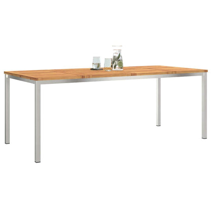 vidaXL Dining Table 200x90x75 cm Solid Acacia Wood and Stainless Steel 3