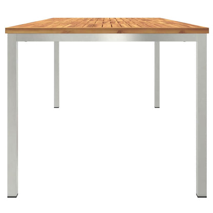 vidaXL Dining Table 200x90x75 cm Solid Acacia Wood and Stainless Steel 6