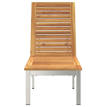 vidaXL Sun Lounger Solid Acacia Wood and Stainless Steel 5