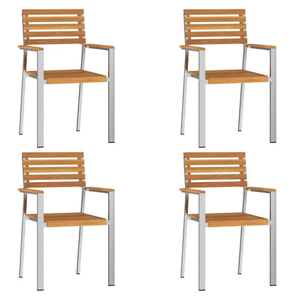 vidaXL Garden Chair 4 pcs Solid Acacia Wood and Stainless Steel 4