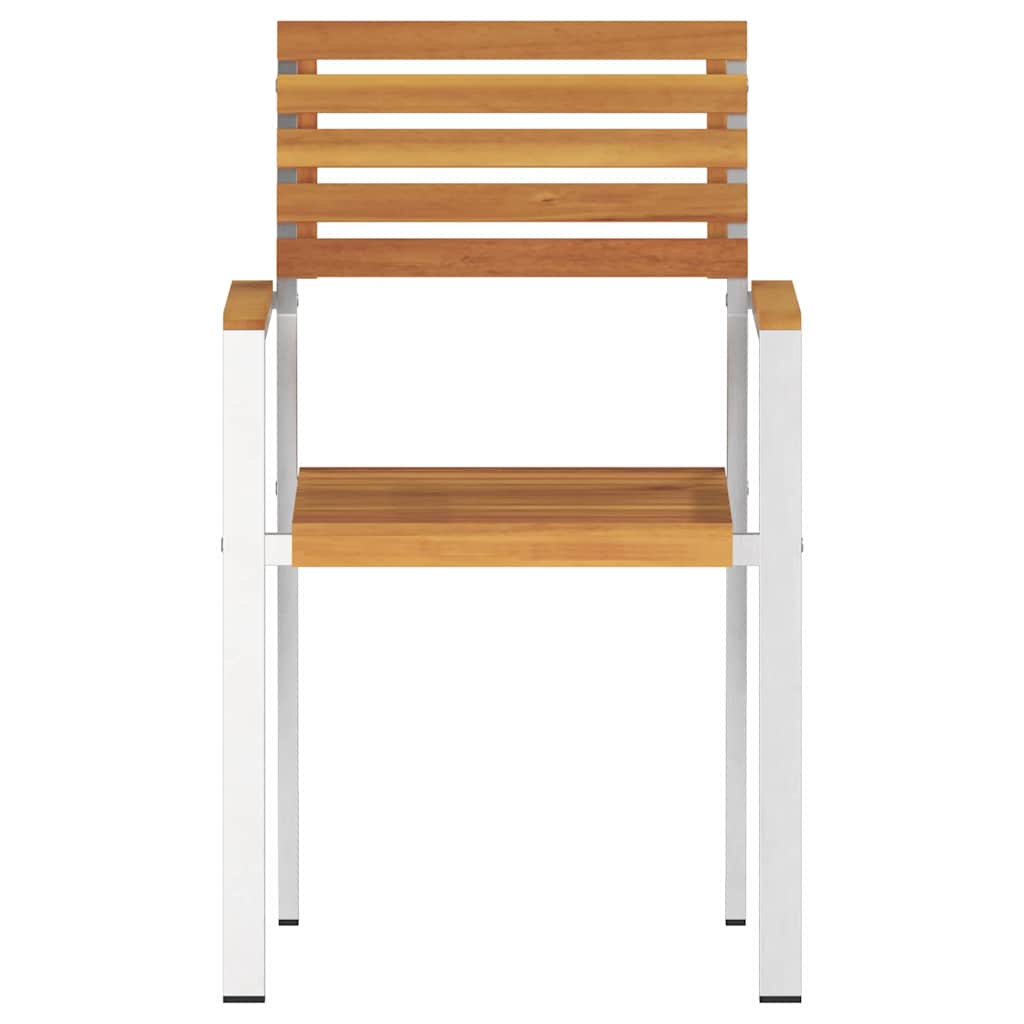 vidaXL Garden Chair 4 pcs Solid Acacia Wood and Stainless Steel 5